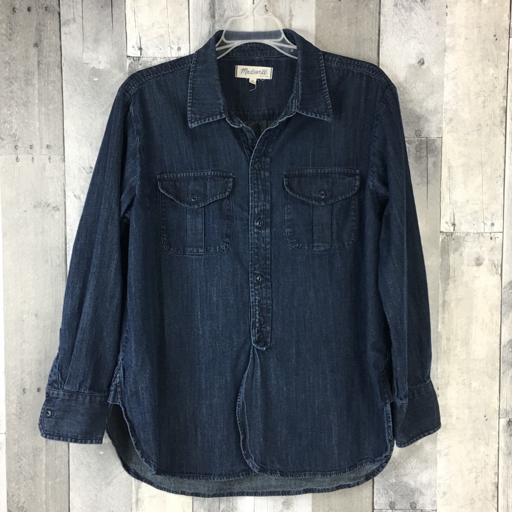 Madewell Cargo Workshirt Chambray Dark Denim Shirt